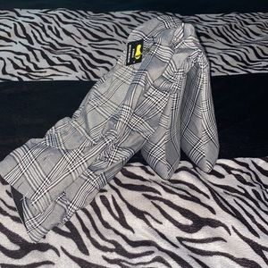 Plaid thigh high boots